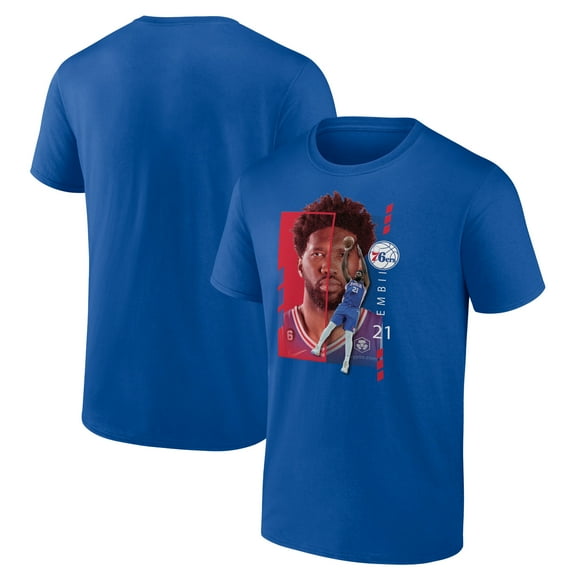 Men's Joel Embiid Royal Philadelphia 76ers Player Name & Number Jump Pass T-shirt
