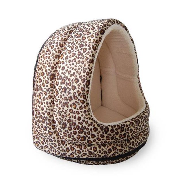 Synthetic Cheetah Animal Synthetic Fur Cat Hood Pet Bed