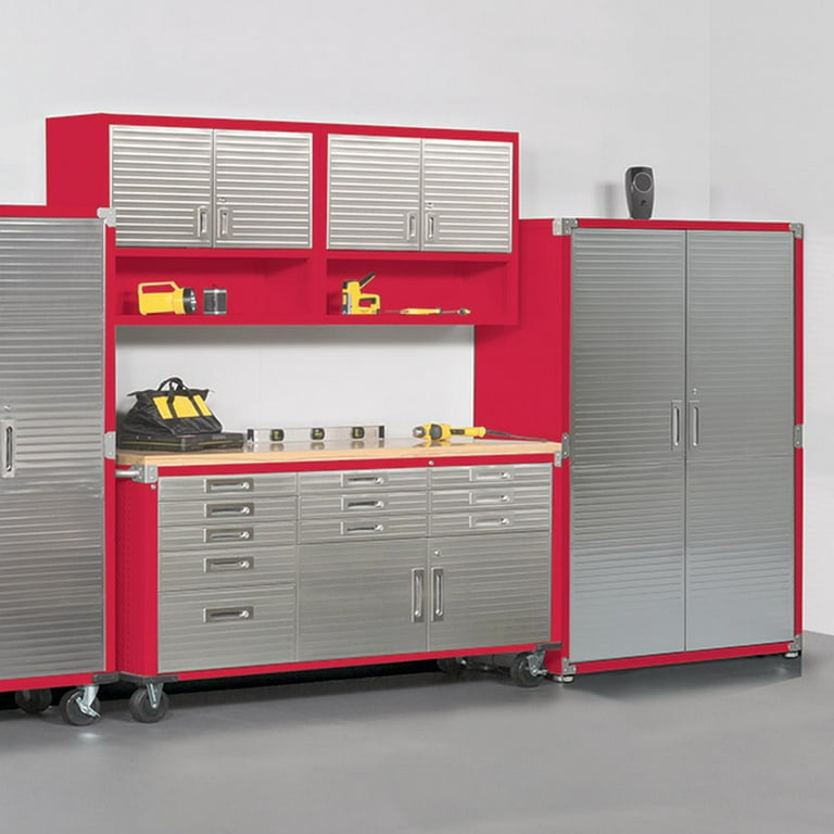 Seville Classics UltraHD Mega Steel Storage Cabinet, 48 W x 24 D x 72 H,  Red 