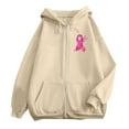 thumbnail image 6 of Breast Cancer Zip Up Hoodie for Women Pink Ribbon Graphic Jackets Fall Winter Oversized Sweatshirt with Pocket, 6 of 6