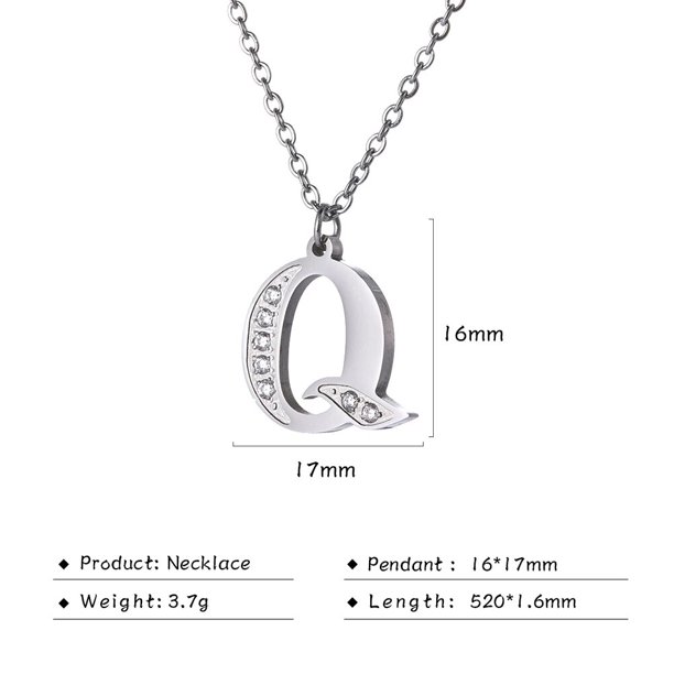 Fishhook Collar con inicial del alfabeto para mujer y hombre, joyería de tendencia de acero inoxidable, cristal de lujo, circón, regalo para pareja familiar