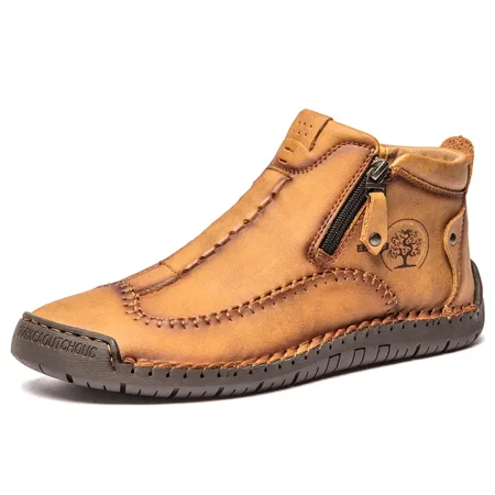 

Men‘s Lightweight PU Handmade Boots With Zipper