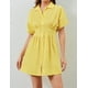 thumbnail image 5 of Vestido JEIBKOUY de verano de manga corta con botones en la parte delantera, amarillo, 5 of 6