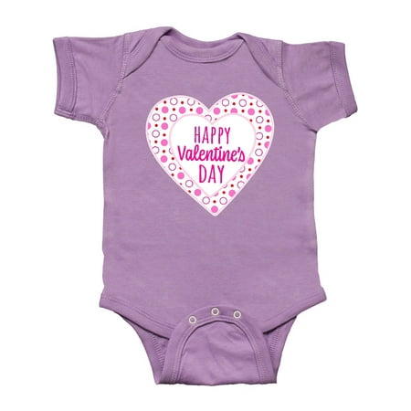 

Inktastic Happy Valentine s Day Pink Hearts and Dots Gift Baby Boy or Baby Girl Bodysuit