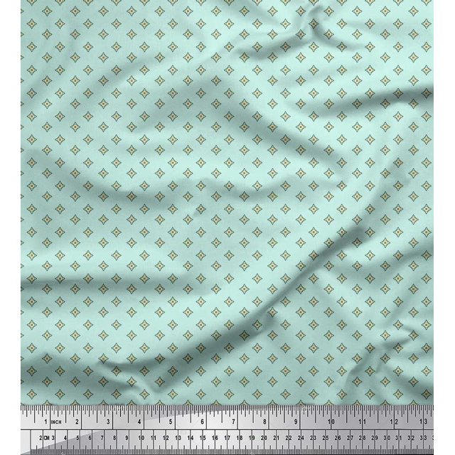 Soimoi Poly Georgette Fabric Geometric Star Shirting Print Sewing Fabric Yard 52 Inch Wide