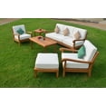 thumbnail image 3 of WholesaleTeak Outdoor Patio Grade-A Teak Wood 6 Piece Teak Sofa Set - 3 Seater Sofa, 2 Lounge Chairs, 1 Ottoman, 1 Coffee Table And 1 End Table - Furniture only - Napa COLLECTION #WMSSNP, 3 of 8