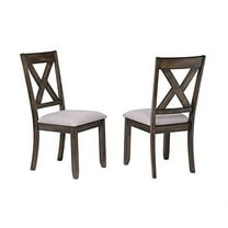 Kings Brand Furniture - Lewiston Brown Wood Dining Upholstered Side Chairs (Set of 2)