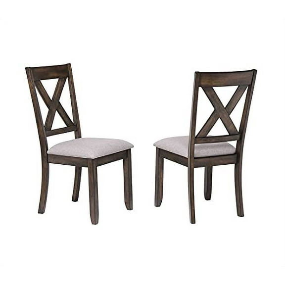 Kings Brand Furniture - Lewiston Brown Wood Dining Upholstered Side Chairs (Set of 2)