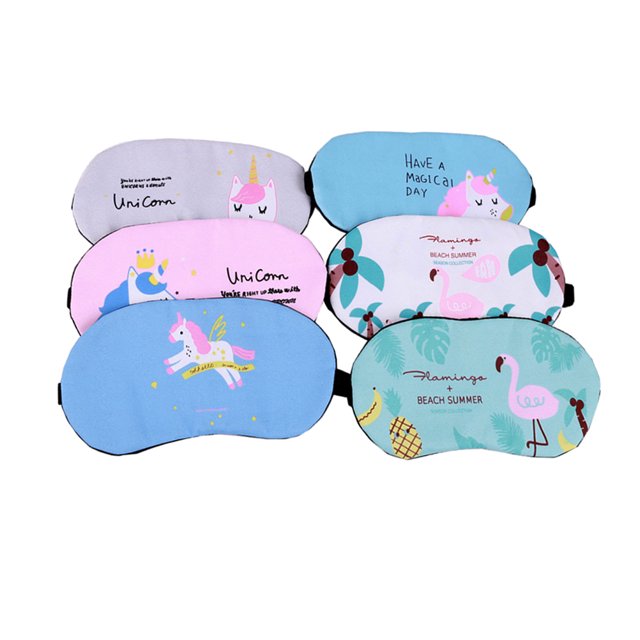 MasteelfCA 6Pcs Unicorn Flamingo Pattern Sleep Eye Mask Cover Blindfold Cartoon Eyeshade Shading Eyepatch for Sleep Nap Travel