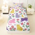 thumbnail image 3 of Homewish Cartoon Cat Animals Twin Sheets,Cute Floral Moon Bedding,White,3pcs,1 Fitted Sheet and 1 Pillowcase, 3 of 6