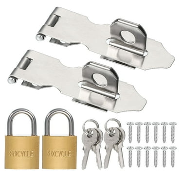 Uxcell Door Lock Hasp Latch, Stainless Steel Safety Hasp Lock Clasp Hinge Packlock with Screw/Key Silver/Gold 2.2"