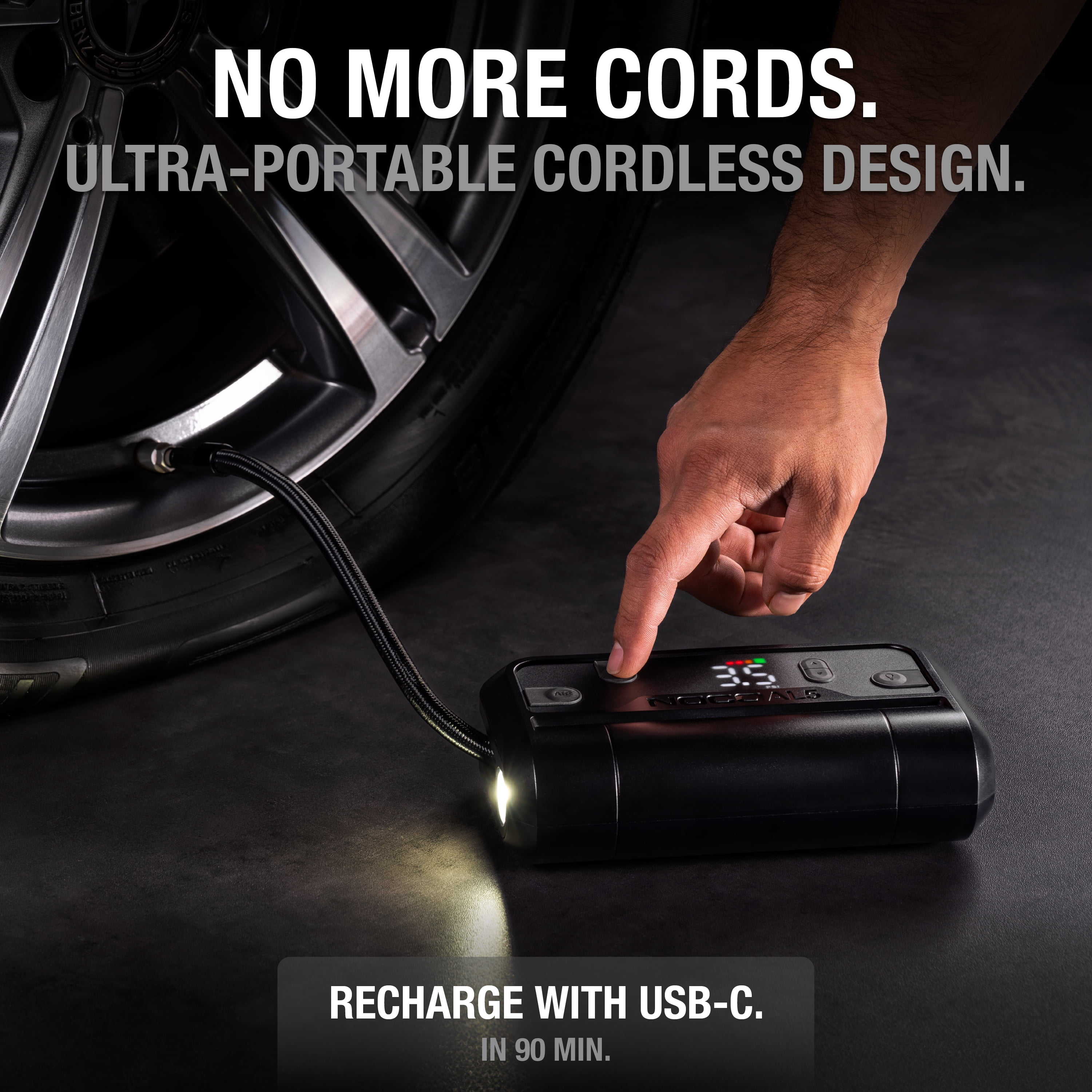 NOCO Air AL5: UltraFast Cordless Tire Inflator – Battery-Powered Air Compressor and Portable Air Pump – 17 SLPM Airflow Inflates 0–40 PSI in 7 Minutes