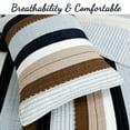 thumbnail image 4 of Cozy Line Nathan Brown Khaki Navy Blue Stripe 100% Cotton 2-Piece Reversible Quilt Set, Twin, 4 of 6