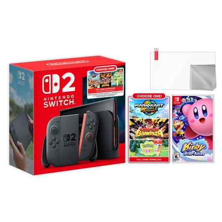 Nintendo Switch 2 Choose Your Game Bundle 256GB 7.9-Inch 1080P Screen, Joy-Con 2 with Mouse Sensor, Dock, with Kirby Star Allies NS1 Game And Microfiber Cleaning Cloth & Screen Protector