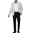 thumbnail image 2 of INSPIRE CHIC Polka Dots Blazers for Men's Slim Fit One Button Business Sport Coats M White, 2 of 6