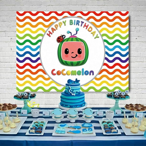 Cartoon Cocomelon Backdrop Lovely Watermelon Colorful Background Theme  Happy Birthday Party Banner Decorations Supplies 