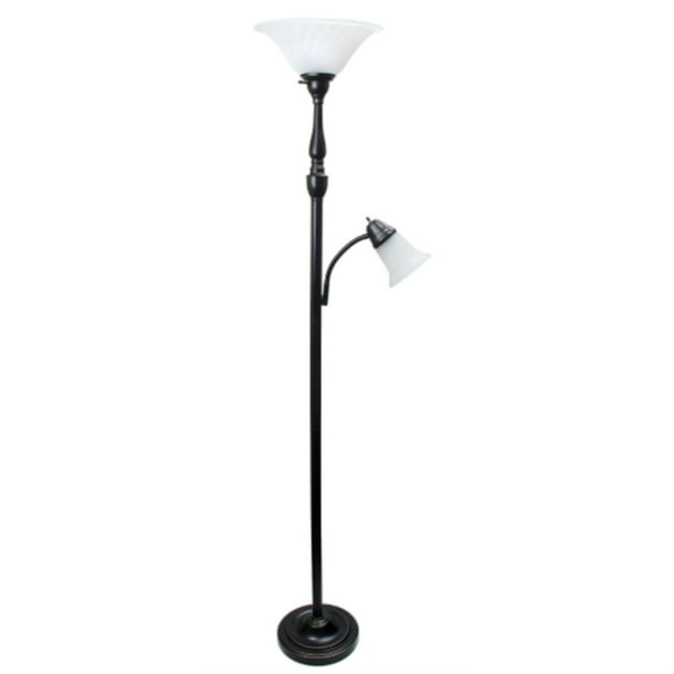 Elegant Designs 2 Light Floor Lamp With, Tower Floor Lamp Glass Replacement