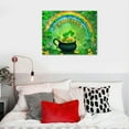 thumbnail image 5 of Nawypu St. Patrick's Day Green Clover Leaves Canvas Wall Art Prints Painting Picture, Gold Pot with Rainbow Walls Decor Artworks for Living Room Bedroom Bathroom, Ready to Hang Arts,, 5 of 6