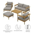 thumbnail image 2 of Modway Wren 6-Piece Teak Wood Patio Furniture Set in Natural Driftwood, 2 of 10