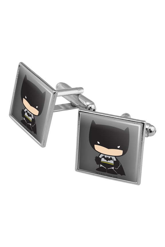 Batman Cute Chibi Character Square Cufflink Set - Silver or Gold