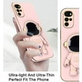 thumbnail image 3 of Compatible with Motorola Moto G22 Case with Plating Creative Astronaut Cartoon Holder Pink, for Motorola Moto G22 Phone Case Silicone Shockproof Stand Soft TPU Protective Slim Cover (Pink), 3 of 7
