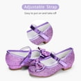 thumbnail image 3 of Stelle Girls Mary Jane Glitter Shoes Low Heel Princess Dress Shoes,Toddler Little Girls Bowknot Flower Girl Wedding Party Dress Pump Shoes,Purple, 3 of 4