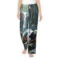 thumbnail image 2 of Picia Turtle In Jungle Waterfall Womens Soft Woven Cotton Elastic Waistband Sleep Pajama Pant Lounge Sleep Pant With Pockets And Drawstring-Large, 2 of 9