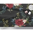 thumbnail image 2 of Soimoi Black polyester Crepe Fabric Leaves & Peony Floral Print Fabric by Yard 52 Inch Wide, 2 of 3