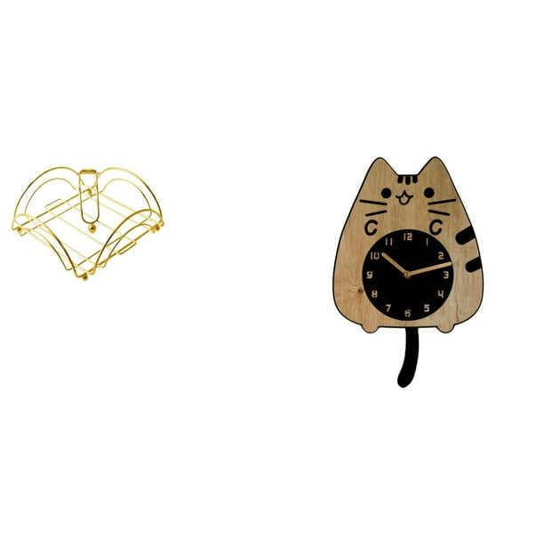 Servilletero Con Brazo Pesado Y Reloj De Pared Con Forma De Gato Para Guardar Objetos De Mesa Y Decorar El Hogar. Reloj Silencioso Para Cocina, Oficina, Hotel, Bar Y Cafetería.