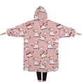 thumbnail image 2 of Oversized Wearable Blanket Hoodie,Pink Cow Sweater Pattern Sherpa Blanket Hoodie with Super Pockets,Super Warm Fuzzy Pullover for Women & Men, 2 of 6