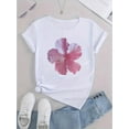 thumbnail image 2 of 1pc Women'S Floral Print T-Shirt, Casual Crew Neck Short Sleeve Top, Polyester Knit Fabric with Medium Stretch, All-Season Fashion Tee, Comfortable Su, 2 of 6