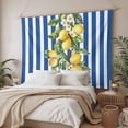 thumbnail image 3 of Blue Stripes Lemon Tapestry for Bedroom Wall Hanging Tapestry, Spring Fruit Flowers Leaves Line Ceiling Backdrop Tapestries Poster Blanket Wall Decor for Teens Room Living Room Dorm 59" x 79", 3 of 8