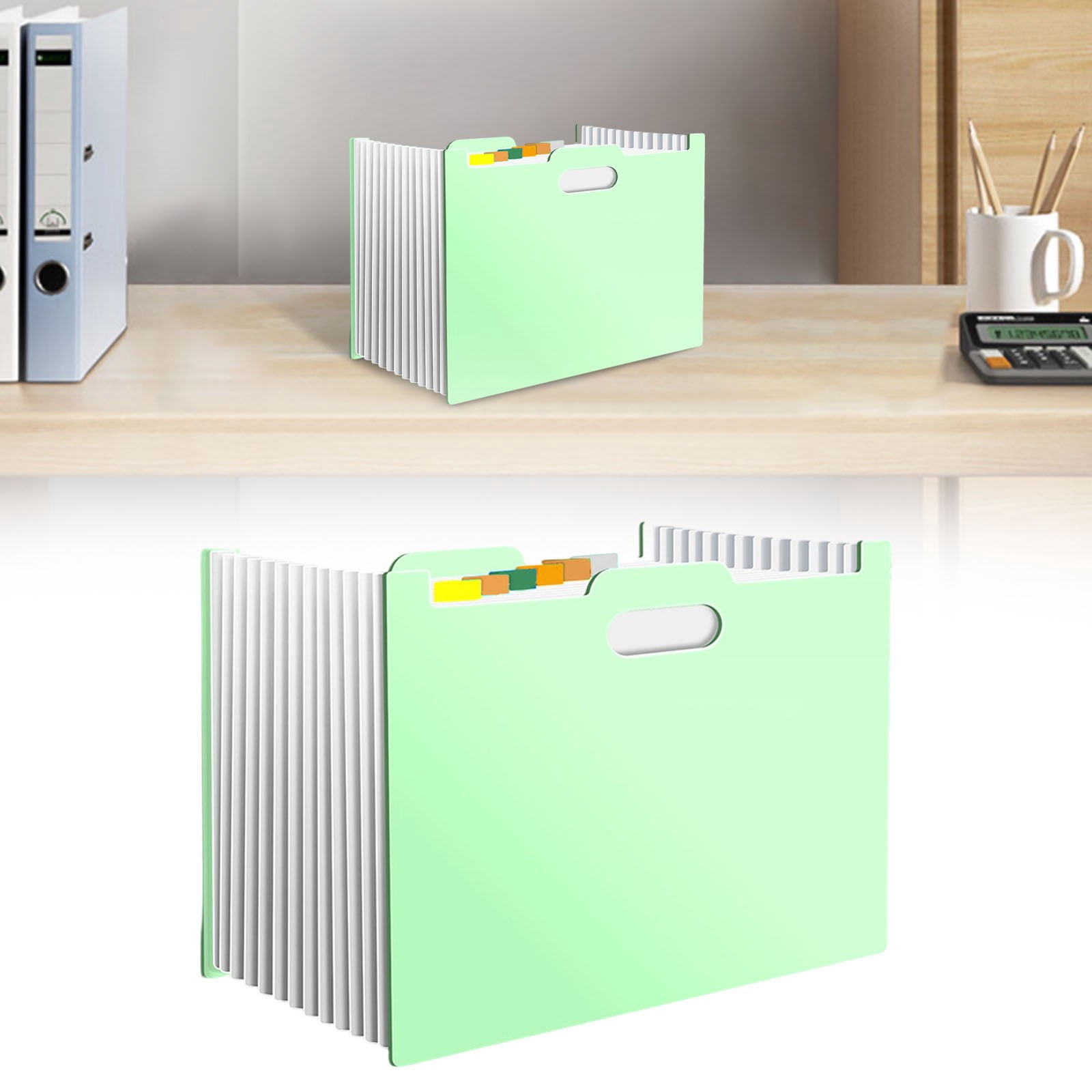 4 Pack 13-Pocket Expanding File Folders, Pastel Accordion Organizers (Pink/Blue/Beige/Green), A4/Letter Size 12.99x9.25in Portable Document Holders with Index Tabs for Home & Office