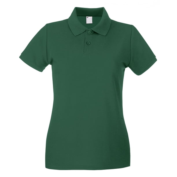 Polo entallado de manga corta para mujer (Verde oscuro)