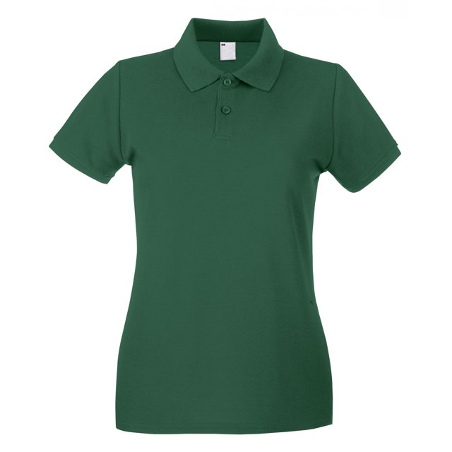 Polo entallado de manga corta para mujer (Verde oscuro)