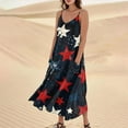 thumbnail image 2 of Women's Lightweight Sleeveless Sundress, Patriotic Print Design with Pockets, Loose Fit Beach Dress for Summer Vacations and Casual Events,Navy S, 2 of 4