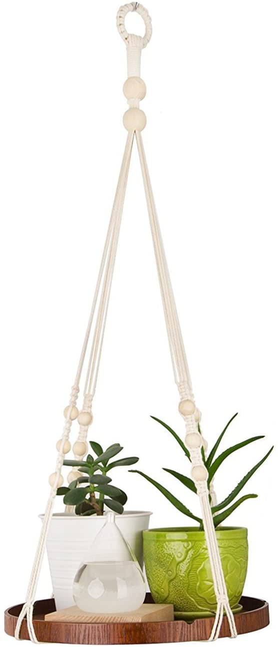 4-Piece Macrame Plant Hangers Wall Hanging Flower Planter Pot Holder for Indoor House Plants Modern Boho Bohemian Home Decor 
