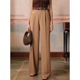 thumbnail image 4 of Women High Waist Floor-Length Straight Wide Leg Commute Suit Trousers Business Casual with Pockets Khaki XXL, 4 of 8