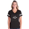 thumbnail image 1 of Womens Ohio Map Football V-Neck T-Shirt, 1 of 5