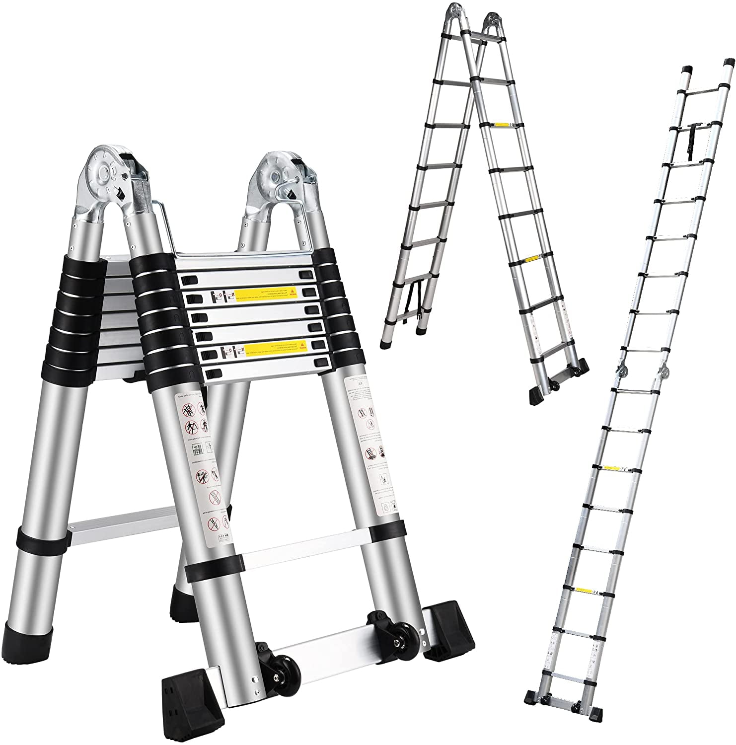 16.5FT Telescoping Ladder,AFrame Aluminum Extension Ladders with