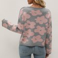 thumbnail image 4 of Japceit Hauts à Manches Longues pour Femmes, Mode Décontractée, Imprimé Floral, Col Rond, Tricoté, Manches 3/4, 4 of 6