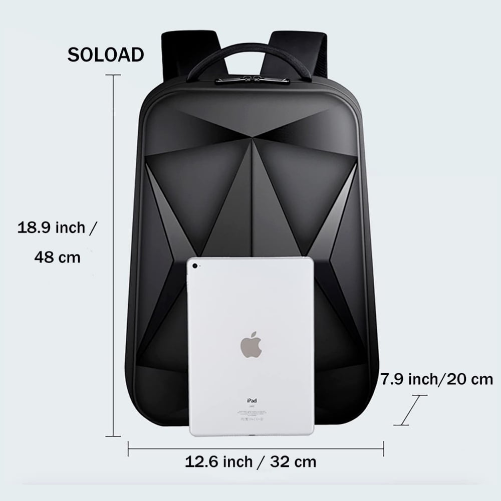 Anti Theft Hard Shell Shoulder Backpack, Business Laptop Backpack With USB Charging Port Fit 15.6 inch Laptop, Black
