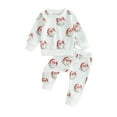 thumbnail image 2 of 0-3Y Toddler Baby Girl Christmas Outfit 6M 12M 18M 24M 3Y Long Sleeve Santa Claus Sweatshirt Top Pant Sets Baby Fall Clothes, 2 of 10