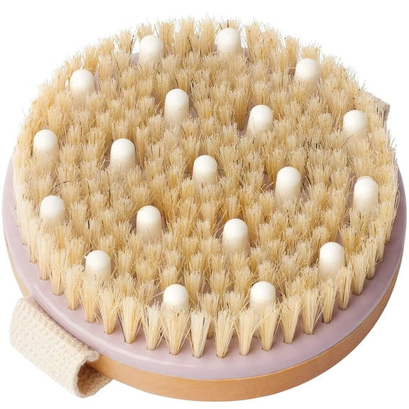 Songsun Dry Body Brush for Lymphatic Drainage & Cellulite Reduction - Natural Bristle Exfoliating Brush with Massage Nodes for Improved Circulation & Flawless Skin
