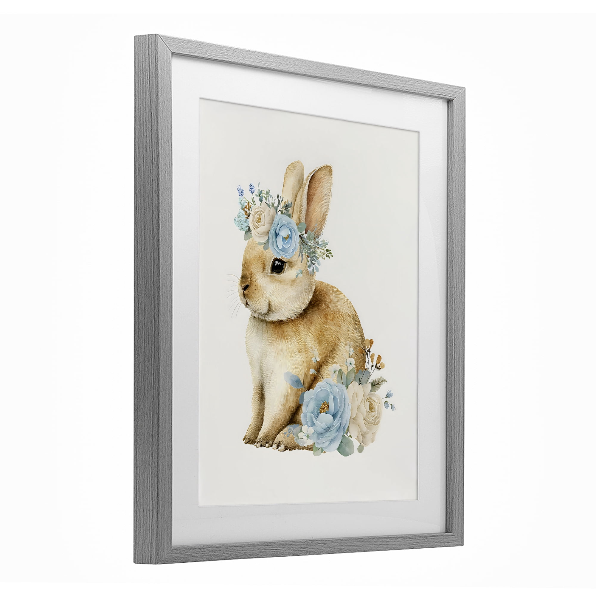 Stupell Industries Watercolor Nursery Bunny Gray Framed Print Under Glass, design by LSR Design Studio