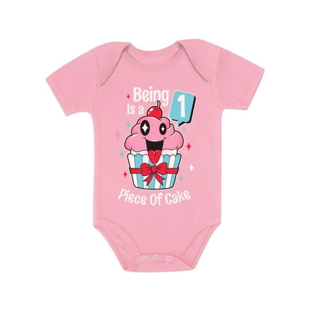 

1 Year Old Baby Girl Outfit 1st Birthday Gift Cupcake Funny Baby Bodysuit 12M (6-12M) Pink