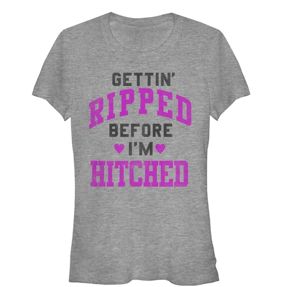 Junior's CHIN UP Gettin Ripped Before I'm Hitched Graphic Tee Athletic Heather Small