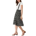 thumbnail image 4 of INSPIRE CHIC Women's Polka Dots Overall Flared Adjustable Straps Suspender Skirts XS Black, 4 of 8