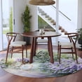 thumbnail image 4 of Purple Lavender Large Area Rugs for Bedroom Living Room, Soft Non Slip Carpet Bedside Rug, Green Leaves Spring Bike Botanical Round Floor Cover Kitchen Accent Rug 7' for Dining Room/Office, 4 of 9