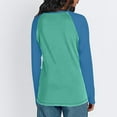 thumbnail image 5 of Long Sleeve Shirts for Women Color Block Raglan Tops Crewneck Fall Basic Tees Casual Baseball Tees, 3XL Green, 5 of 5